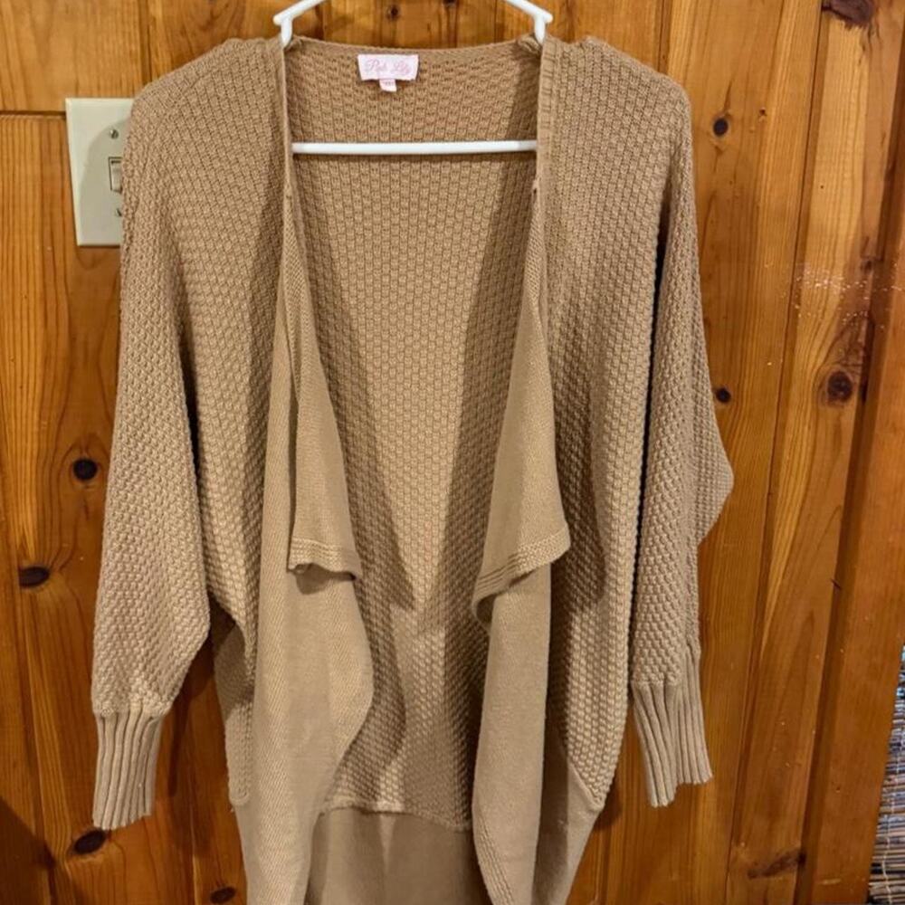 Waffle knit tan cardigan
